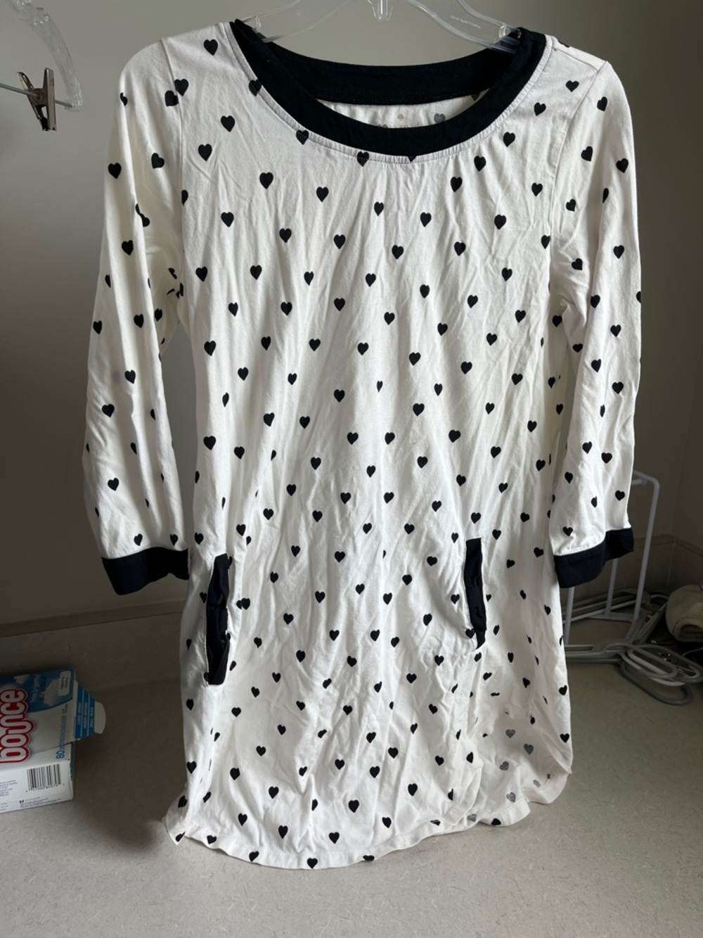 kate spade White and Black Heart-Print Sleep Tunic